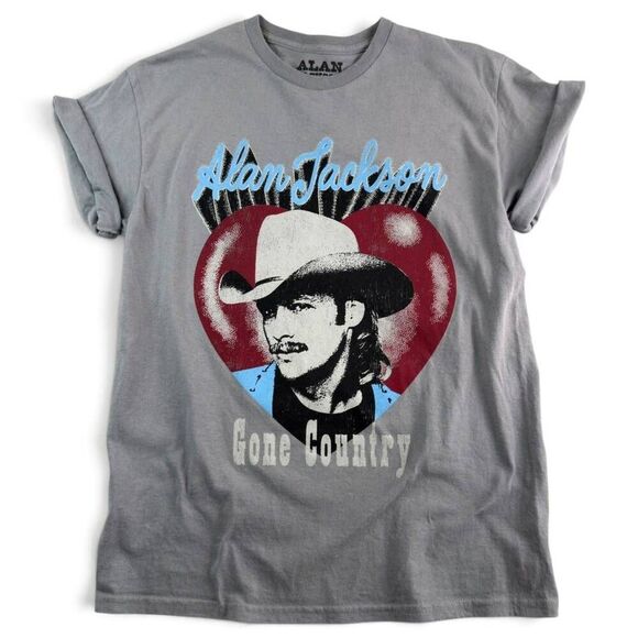 Unbranded Other - Alan Jackson Gone Country Graphic T Shirt Gray Country Music Tee Medium Cotton
